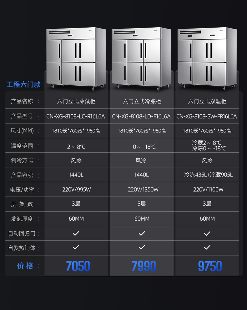 立式冷柜参数表